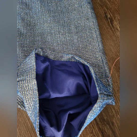 NWOT ASOS Blue Metallic Cupped Flare Jumpsuit Size 10 - Picture 11 of 11